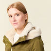 Parka droite &agrave; capuche vert kaki femme