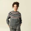 Pull col rond manches longues gris clair femme