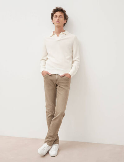 Jeans straight longueur 34 denim denim beige homme