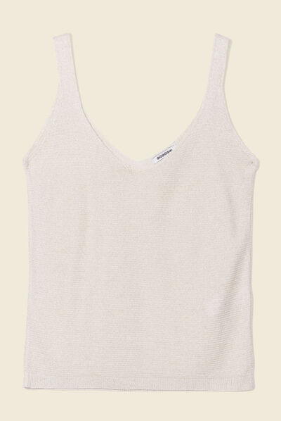 Pull débardeur bretelles ecru femme