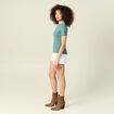 T-shirt manches courtes côtelé vert foncé femme
