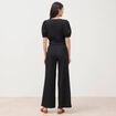 Blouse cropped manches courtes noir femme