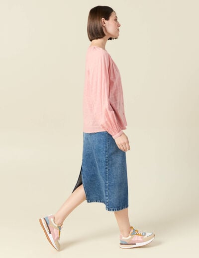 Blouse manches longues rose femme