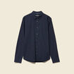 Chemise cintr&eacute;e en coton manches longues bleu marine homme
