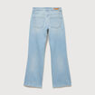 Jeans wide leg taille bascul&eacute;e bleu femme