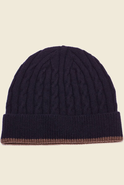 Bonnet torsades bleu marine homme