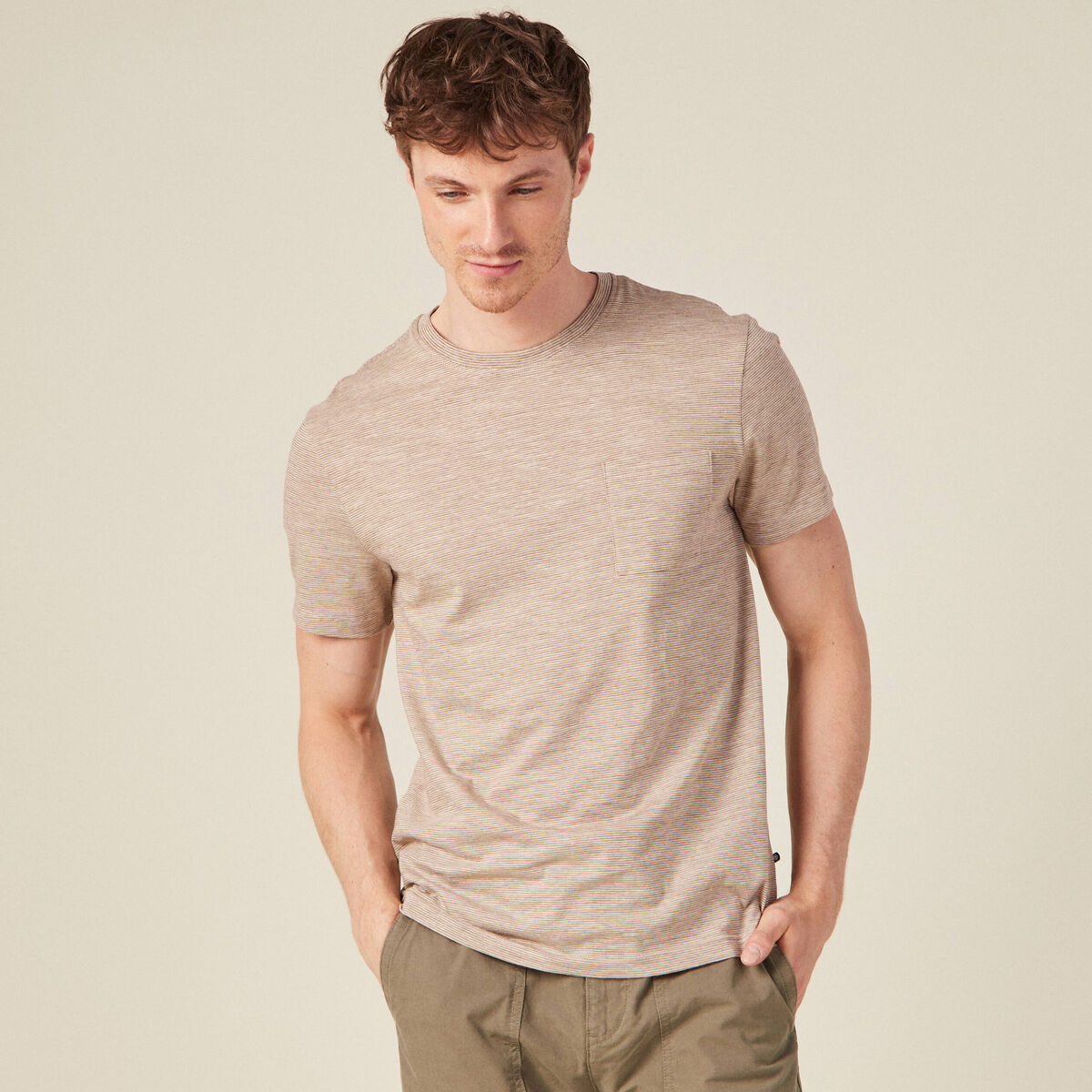 T-shirt manches courtes marron foncé homme