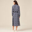 Robe longue droite manches longues bleu femme