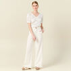 T-shirt manches courtes ajouré creme femme