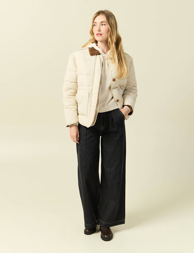 Doudoune droite courte creme femme