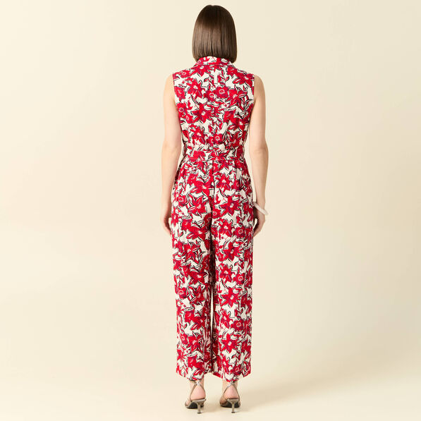 combinaison pantalon ceinturee rouge femme Combinaison pantalon ceinturée rouge femme