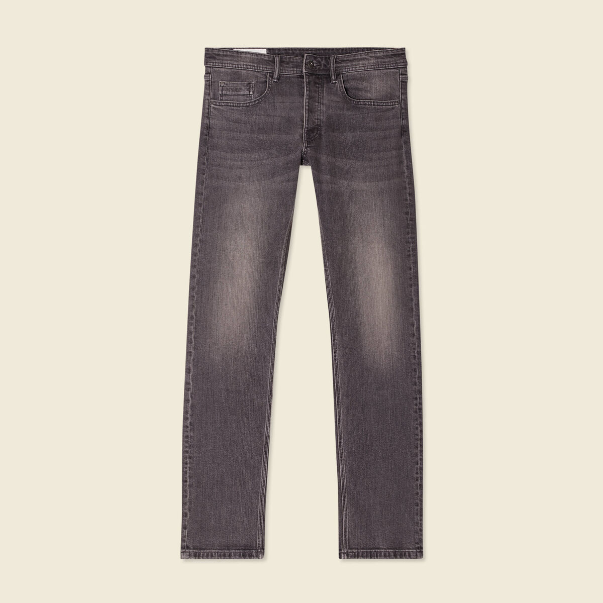 Jeans straight 5 poches denim gris homme