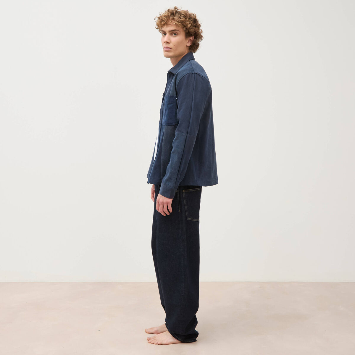 Surchemise droite manches longues denim brut homme