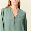 Blouse manches longues satin vert kaki femme