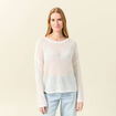 Pull manches longues ajouré ecru femme