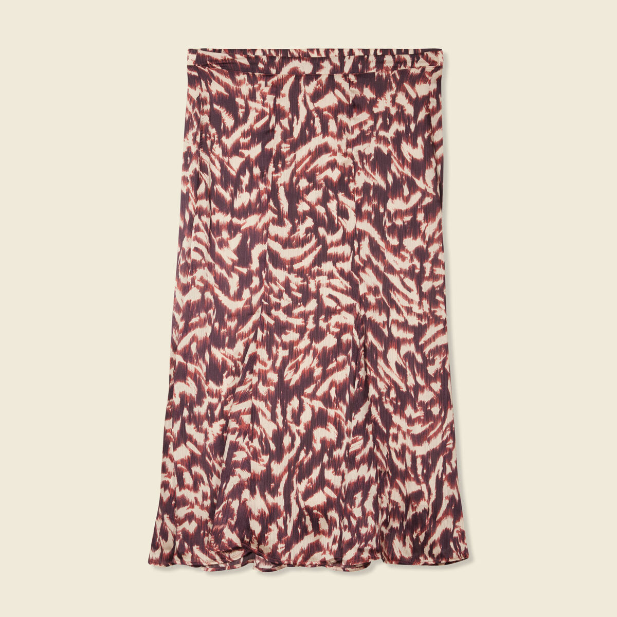 Jupe midi évasée fluide marron femme