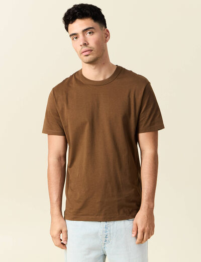 T-shirt en coton manches courtes marron homme