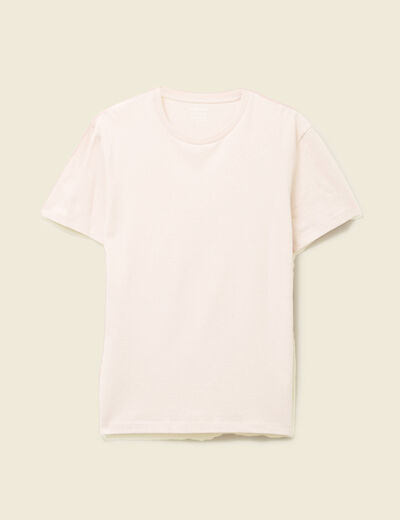 T-shirt cintr&eacute; col rond manches courtes rose pastel homme