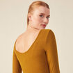 T-shirt manches longues brillant marron cognac femme