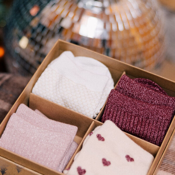 lot 4 paires chaussettes vieux rose femme Lot 4 paires chaussettes vieux rose femme
