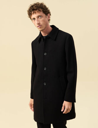 Manteau droit long manches longues noir homme