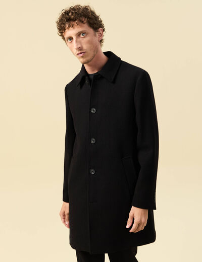 Manteau droit long manches longues noir homme