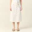 Jupe midi trap&egrave;ze denim blanc femme