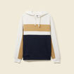 Sweat &agrave; capuche manches longues ecru homme