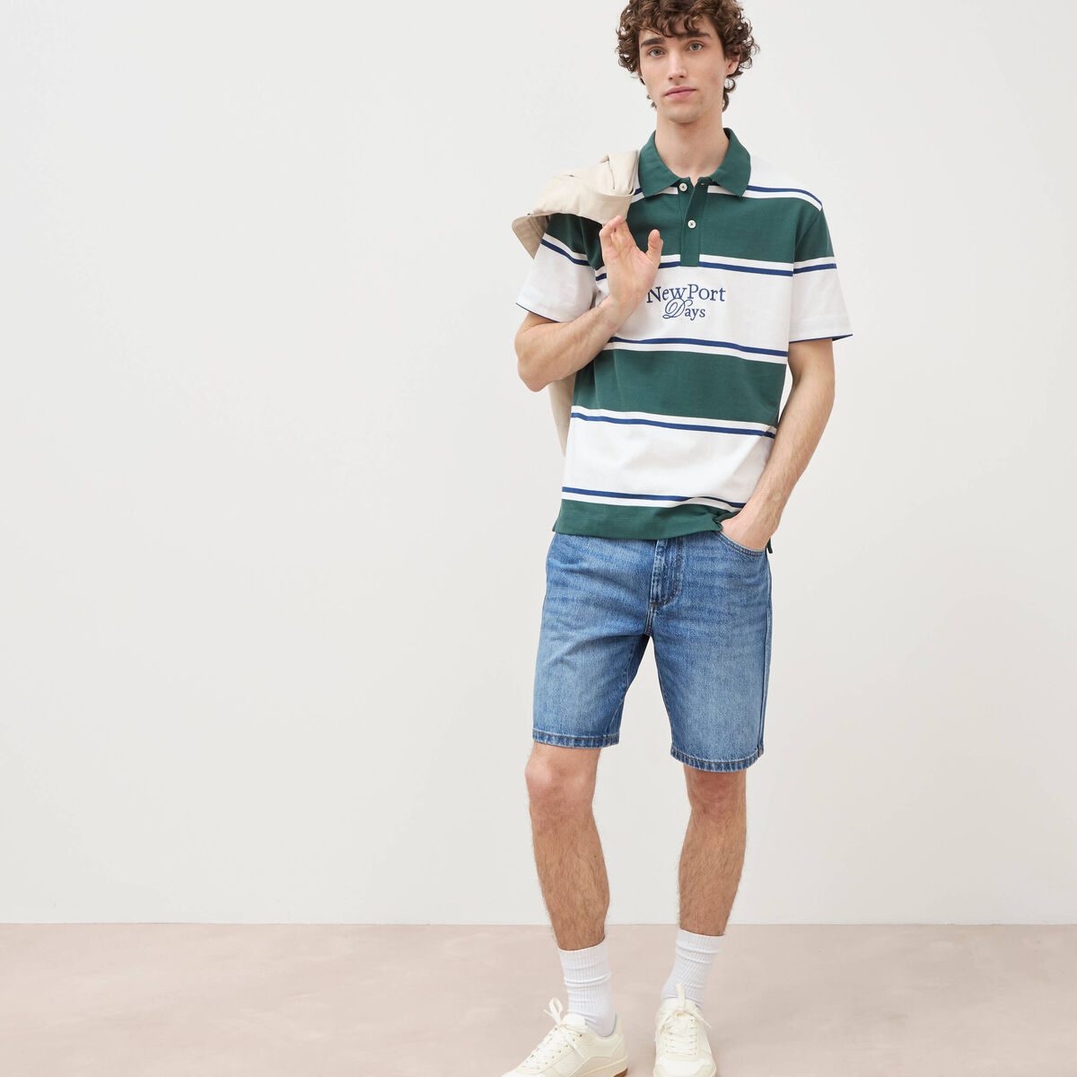 Bermuda en jean coton denim stone homme