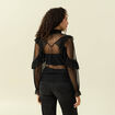 Blouse transparente manches longues noir femme