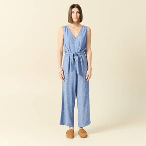 combinaison pantalon ceinturee bleu femme Combinaison pantalon ceinturée bleu femme