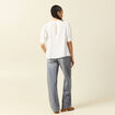 Blouse manches courtes col rond ecru femme