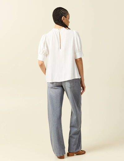 Femme Chemisier Éclair Col V Demi Manches été Chemise Grande Taille