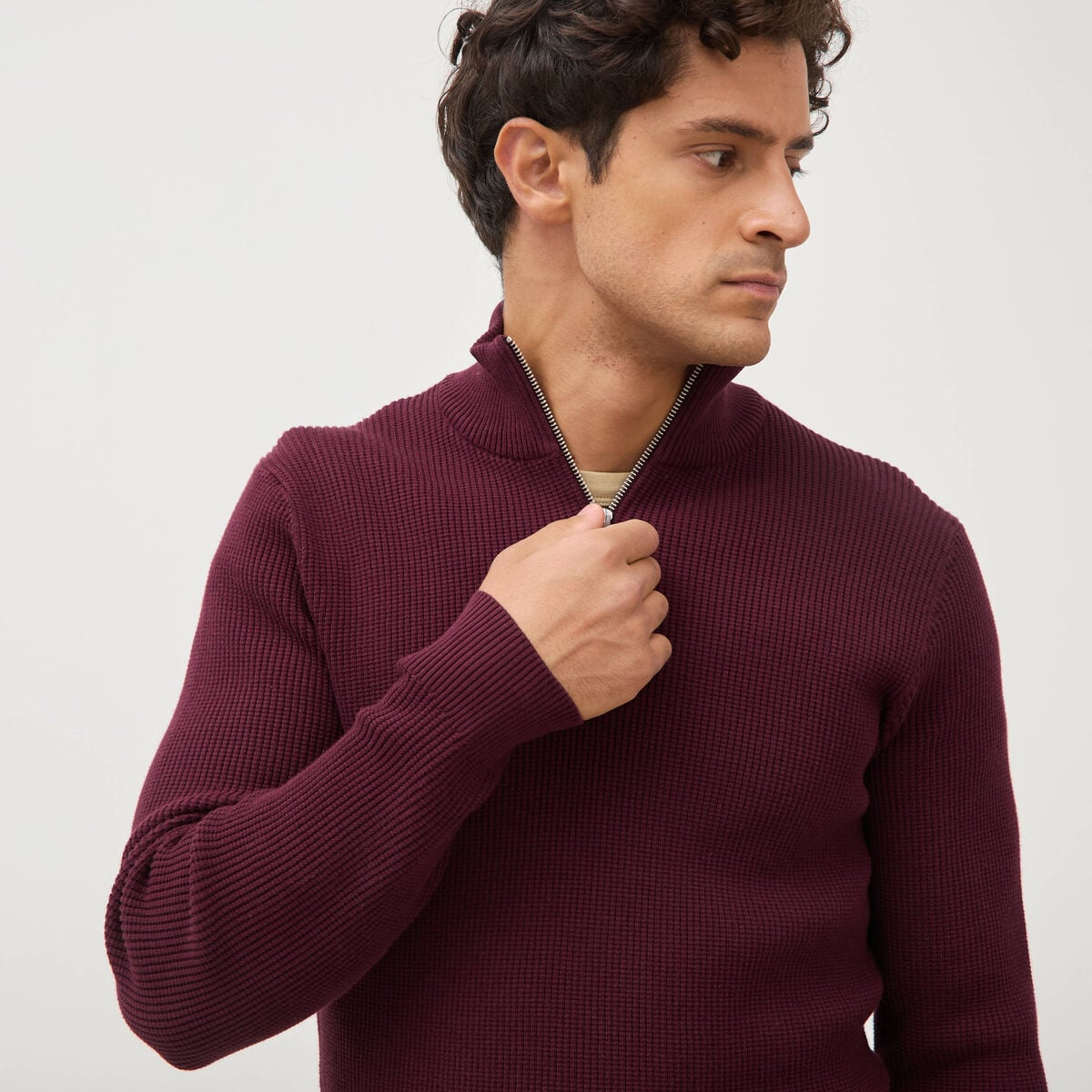 Pull col camionneur prune homme