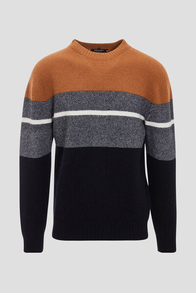 Pull manches longues marron homme