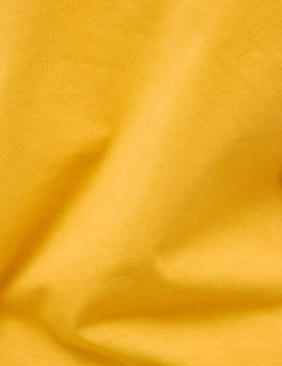 T-shirt droit col rond brod&eacute; en coton jaune or femme