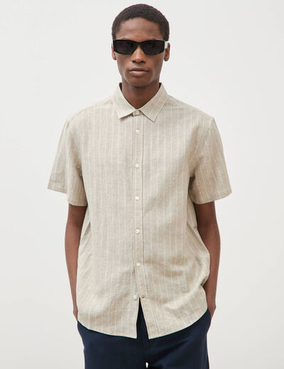 Chemise manches courtes vert kaki homme