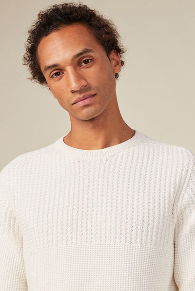 Pull manches longues ecru homme