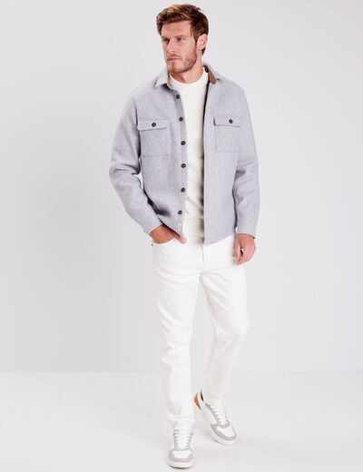Surchemise manches longues doubl&eacute;e gris fonc&eacute; homme