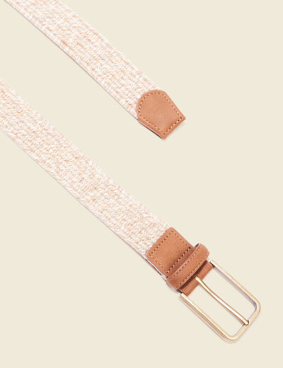 Ceinture tressée beige homme