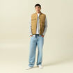 Chemise droite courte en coton ecru homme