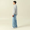 Chemise droite courte en coton ecru homme