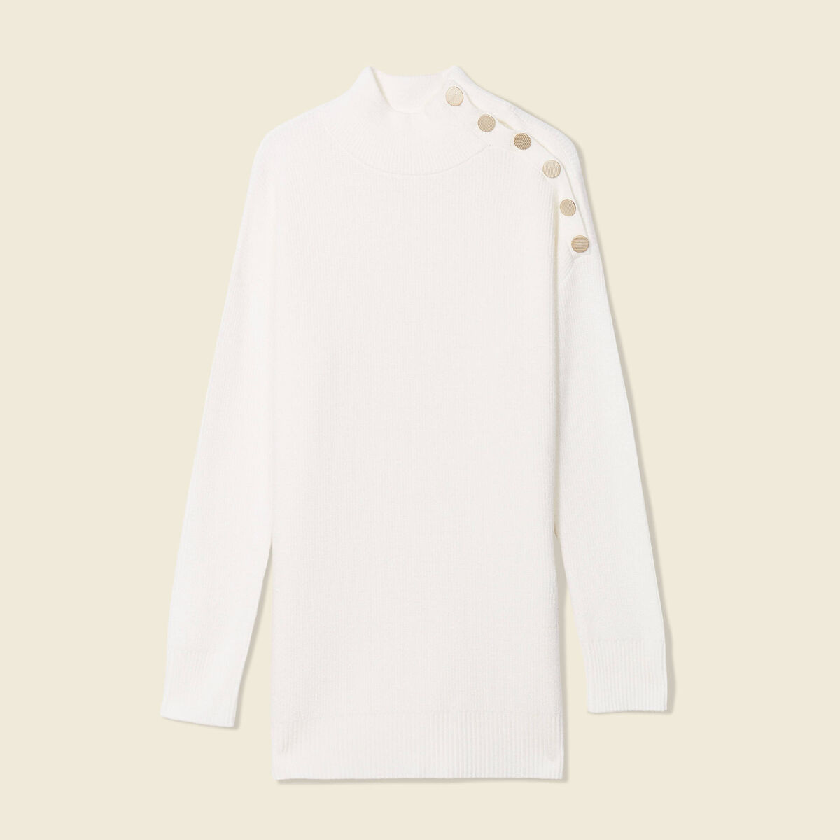 Pull long manches longues ecru femme