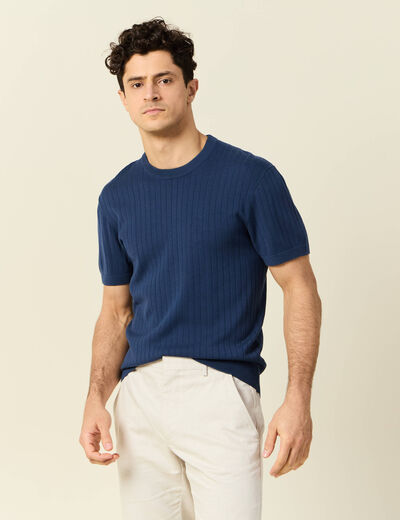 T-shirt manches courtes bleu foncé homme