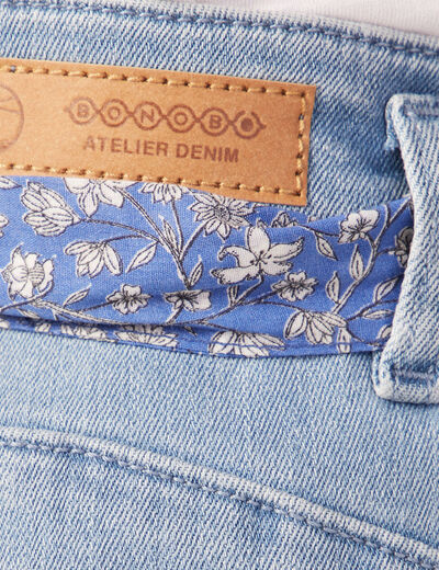 Short droit éco-responsable denim bleach femme