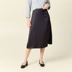 Jupe midi droite satin gris fonc&eacute; femme