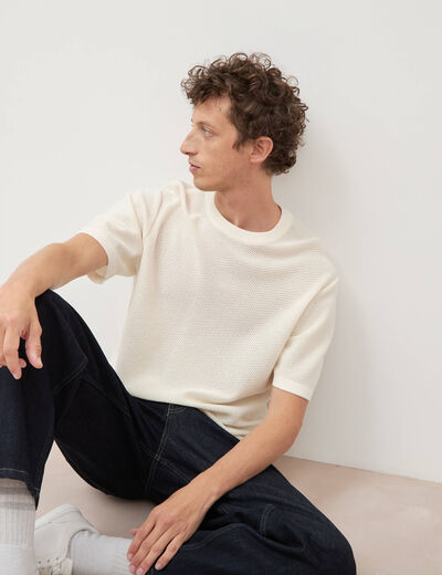 T-shirt en coton ecru homme