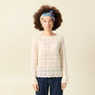 T-shirt manches longues en dentelle ecru femme