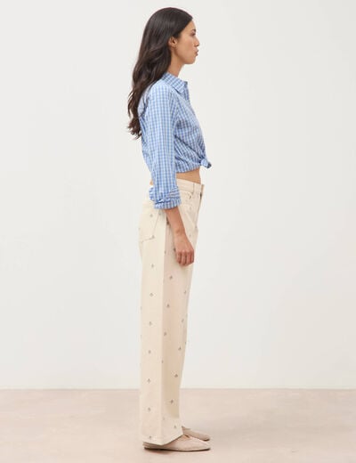 Jeans wide leg taille standard blanc femme