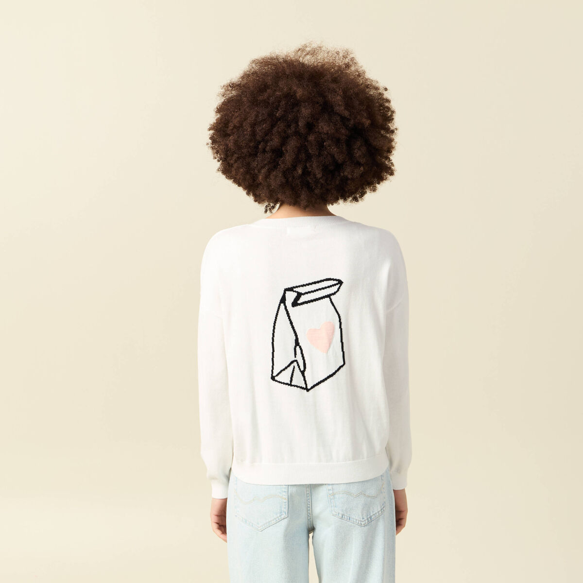 Pull col rond Atelier Beguin x Bonobo ecru femme
